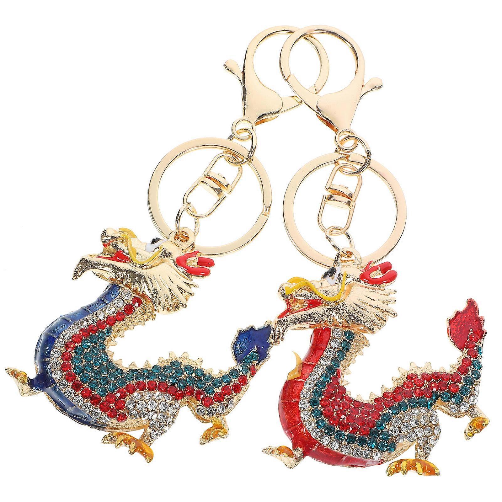 Here's a polished and professional product description based on your input:
**2pcs Lifelike Chinese Dragon Pendant Keychain – Durable Zinc Alloy