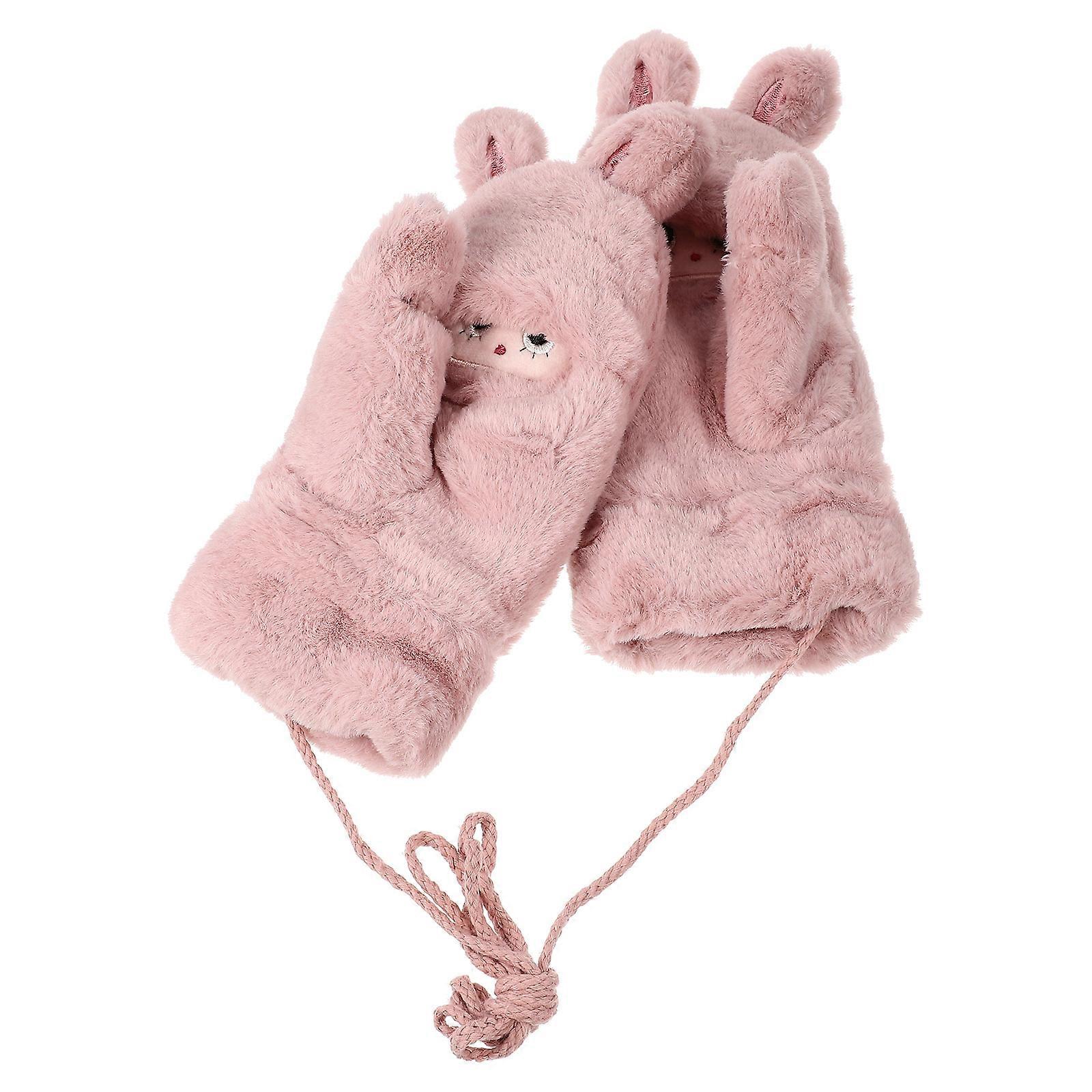 Durable Plush Winter Mittens for Kids and Women's Protect Hands from Cold in Pink Size 1 Pair