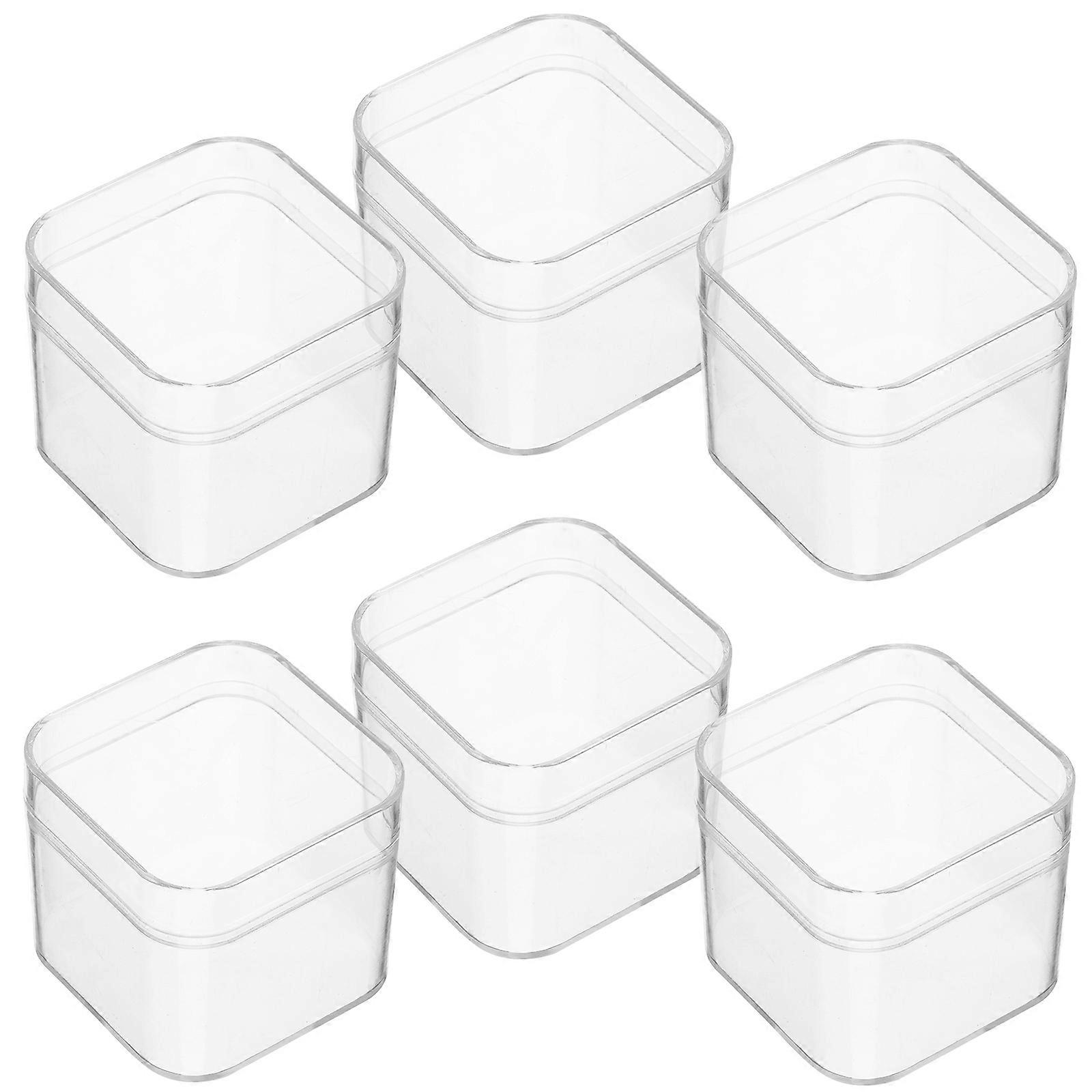 6pcs Clear Plastic Square Cube Storage Boxes with Lids Transparent Containers for Candy Jewelry Christmas Display