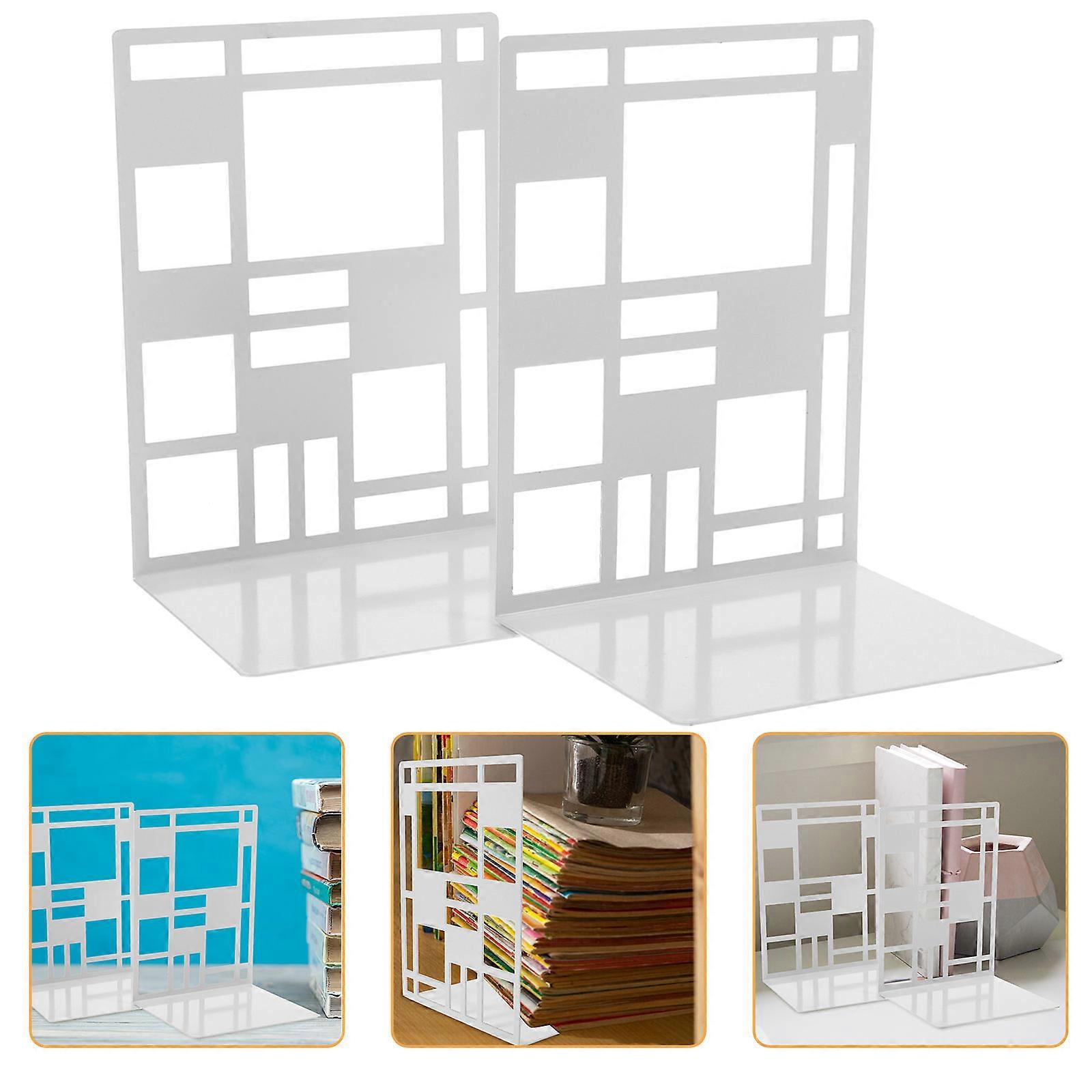 Book Display Stand Unique Ends For Study Room Books And Documents 16.5x12x10.3cm Iron 2Pcs