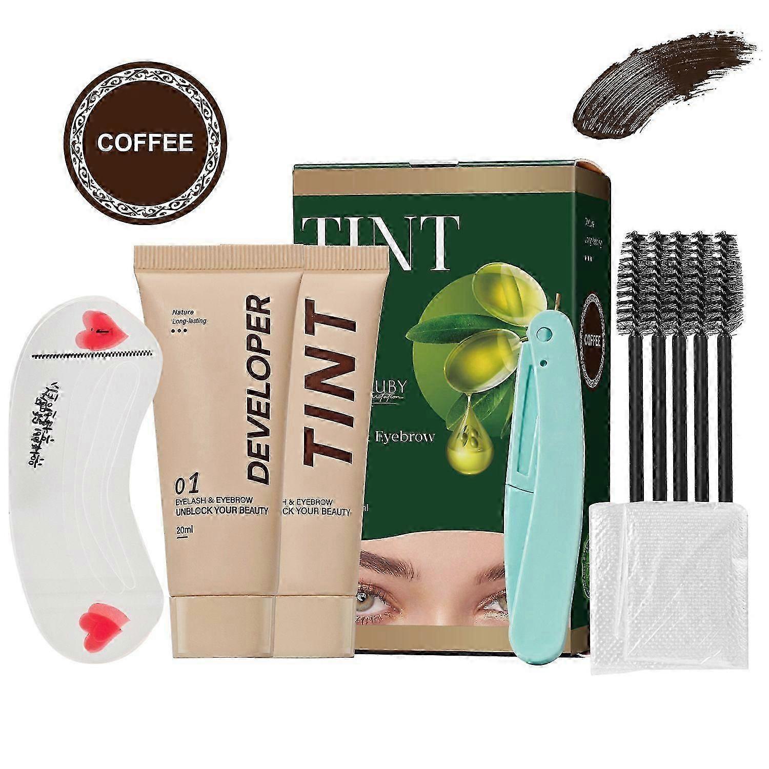 Brown Lash Color Kit, Professional Eyelash & Eyebrow Color Kit, Instant Natural Effects Long Lasting for 4-6 Weeks, Safe & Easy Eye Brow Color for Hom
