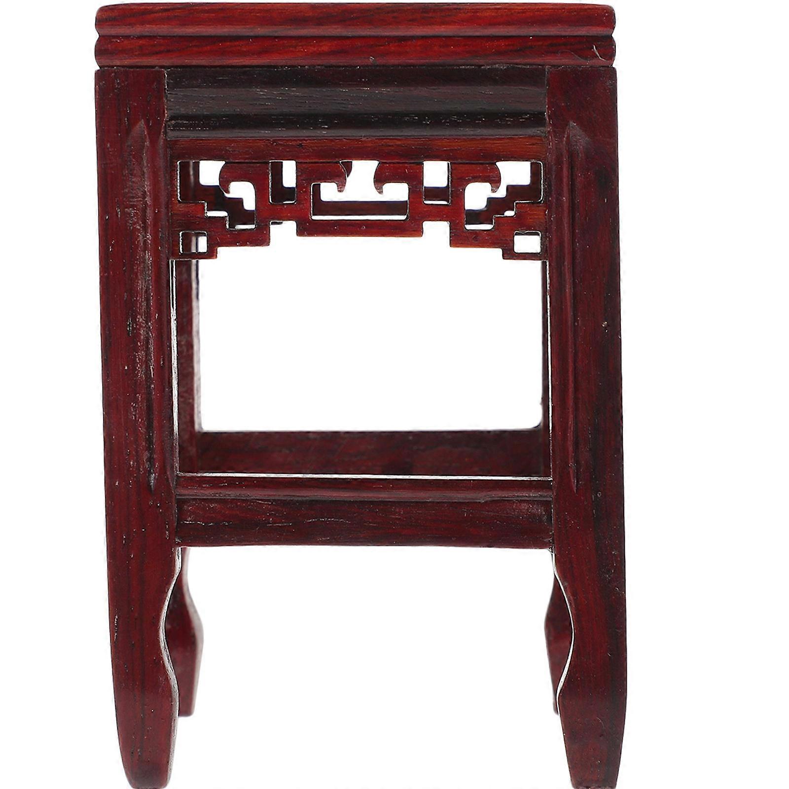 Flower Display Vase Plant Buddha Statue Wooden Stand Dark Red Home Decoration 3Pcs Set