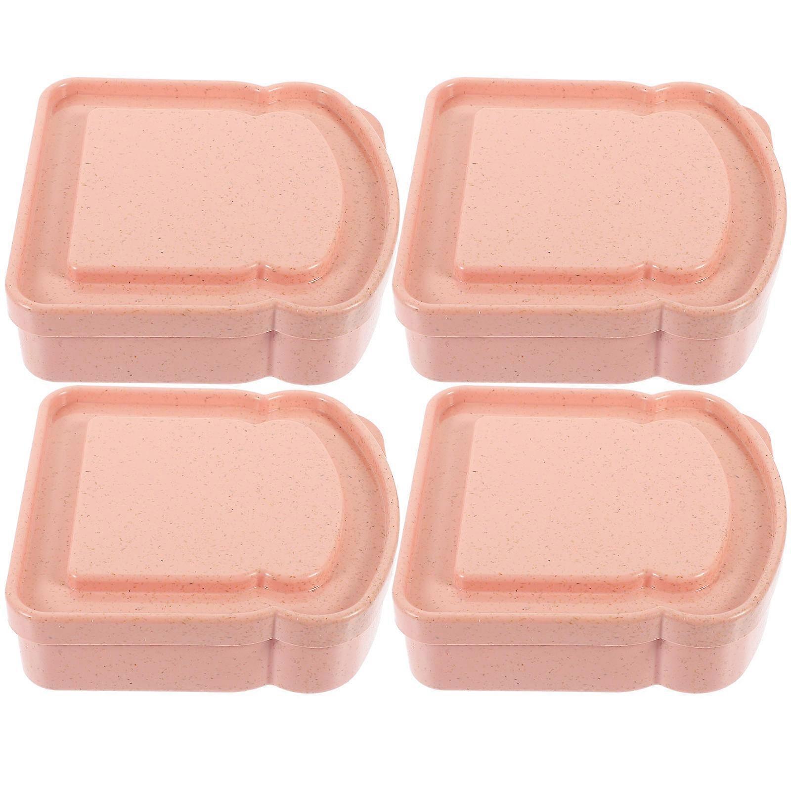 Lunch Containers With Lids Bread Toast Storage Holders Work 13X12.3X3.7CM 4Pcs