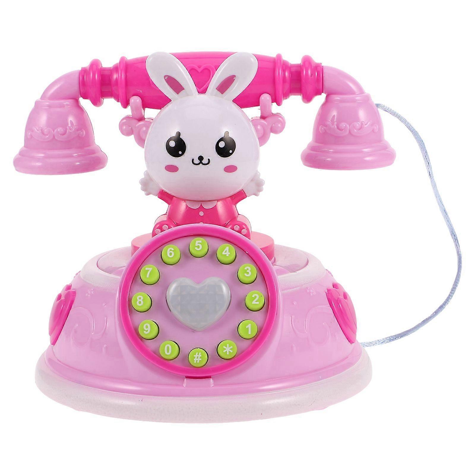 Kids LED Telephone Toy Pretend Play Telephone Retro Landline Toy Phone to Boost Communication Skills and Language Development