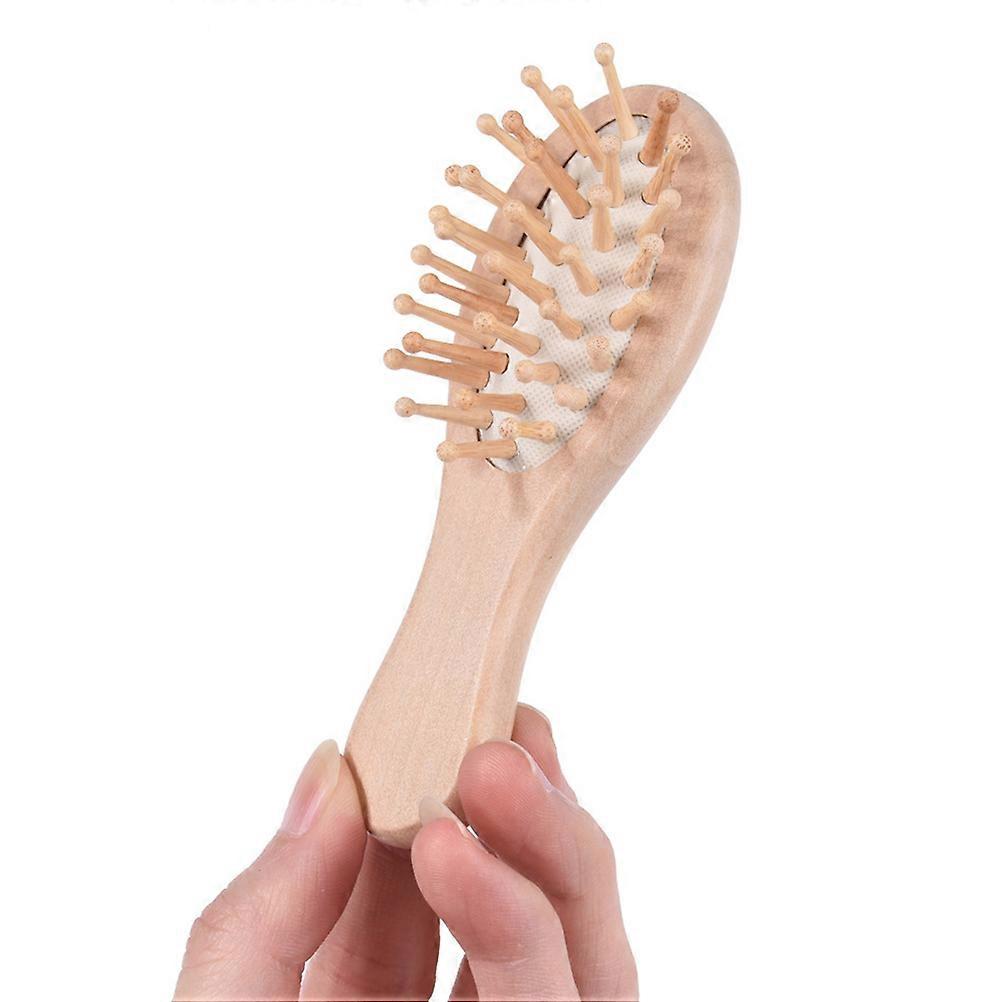 Wooden Cushion Comb with Smooth Teeth for Gentle Scalp Massage and Detangling White 2pcs