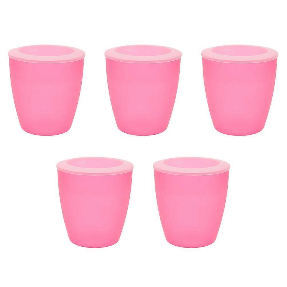 Hydroponic Pots For Indoor Plants Round Top Square Base Plastic Flowerpot For Office Decorators 13.00X12.00X12.00CM Pink 5Pcs