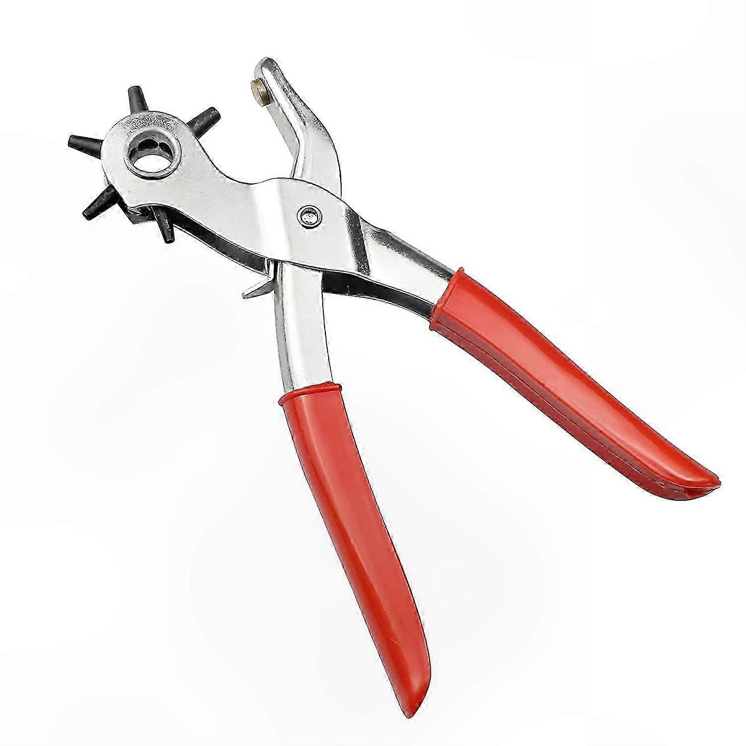 6-Size Hole Punch Tool for Leather, Craft, Plastic, Felt, Rubber - Red