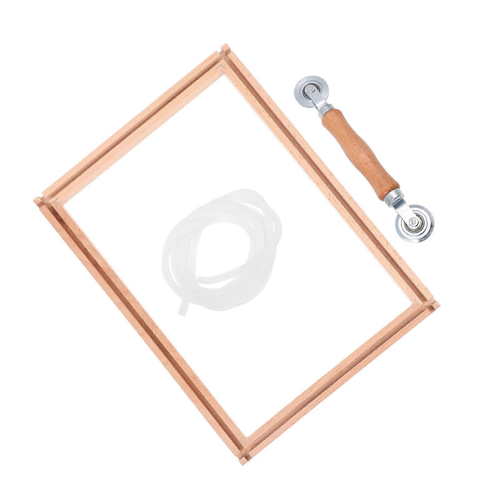 Embroidery Scroll Frame Stand Adjustable Diy Sewing Tool For Craft Projects 35.5x24cm Khaki 1Set