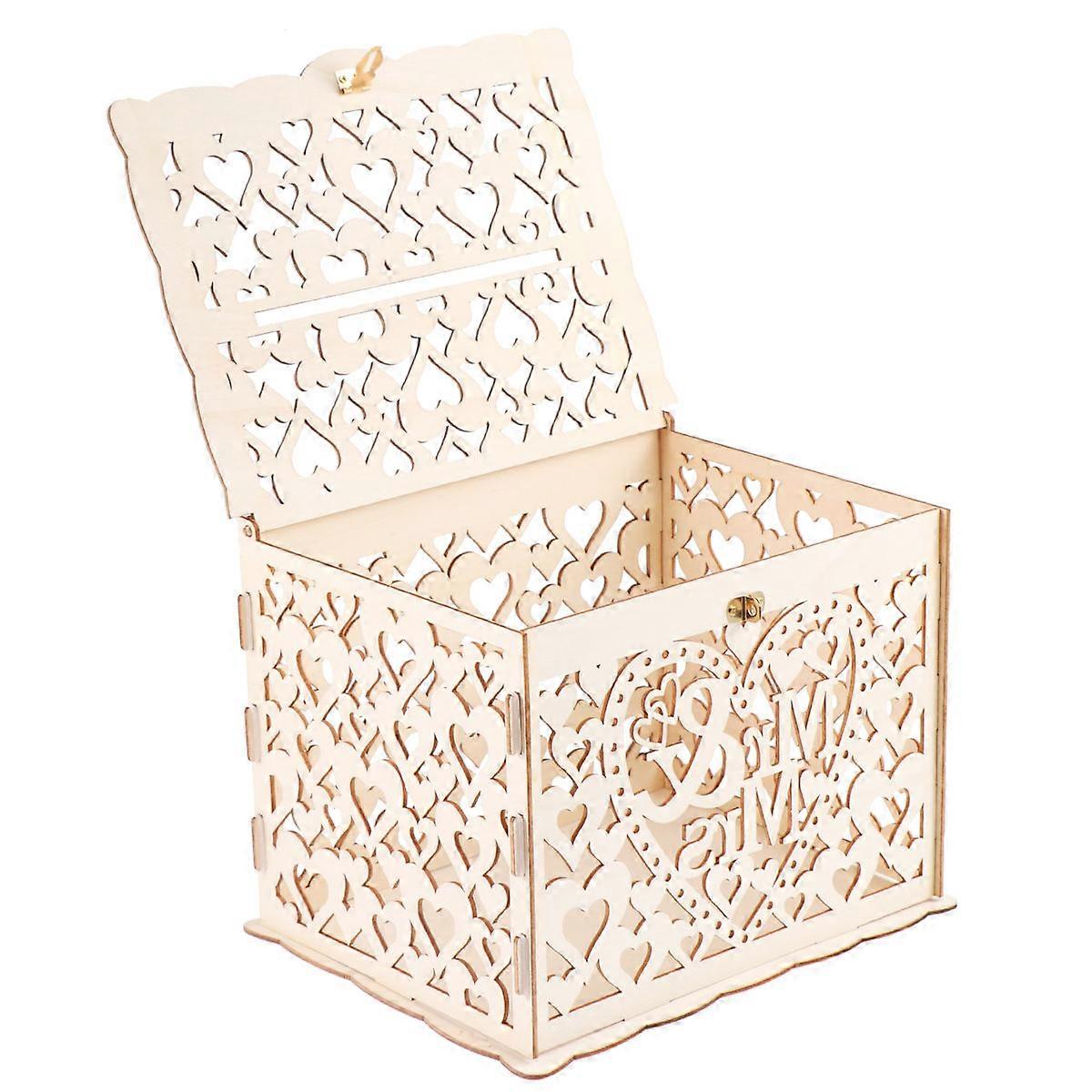 Greeting Card Storage Box Mr Mrs For Couples Anniversary Small Size Wood 1 Set