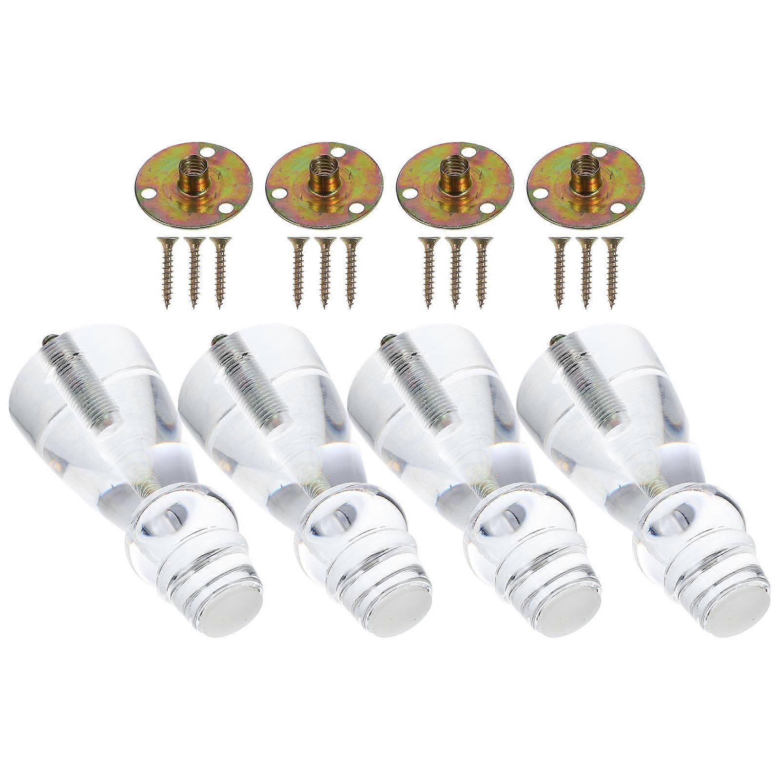 Mid Century Decor Furniture Legs 4 Pcs Acrylic Replacement Feet Designed For Home Diy Projects With Elegant Crystal Shape