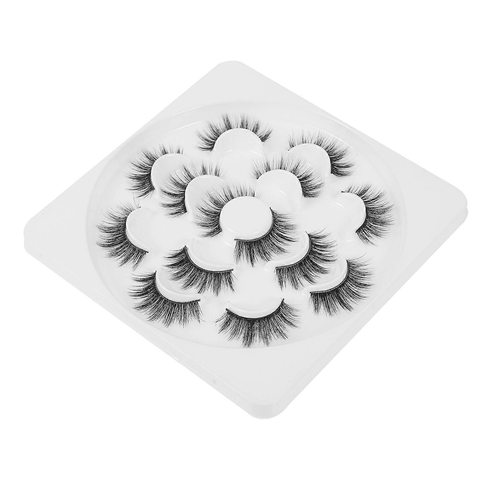 Dense Black Fake Eyelashes for Natural Makeup Ideal for Parties and Daily Use 7 Pairs Synthetic Material