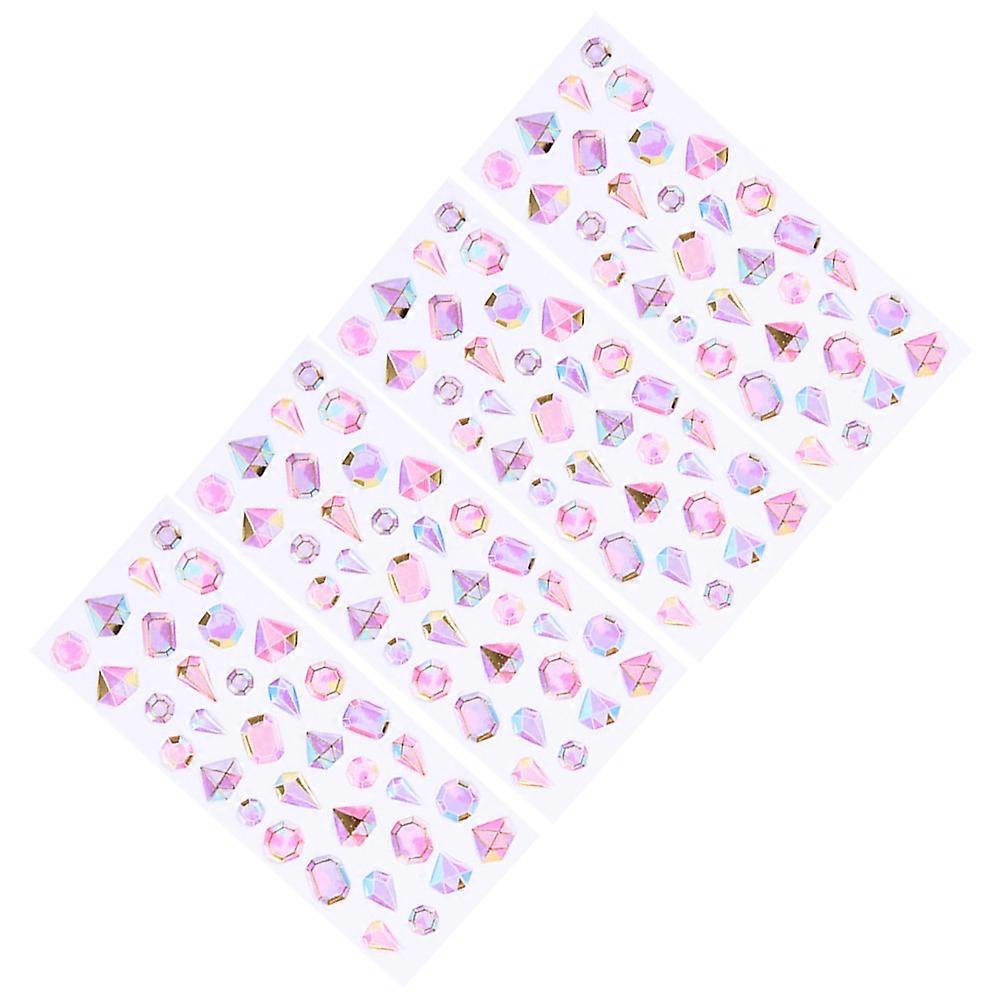 4 Sheets Assorted Color Resin PVC Stickers for Scrapbook Crafts Decoration with Diamond Pattern