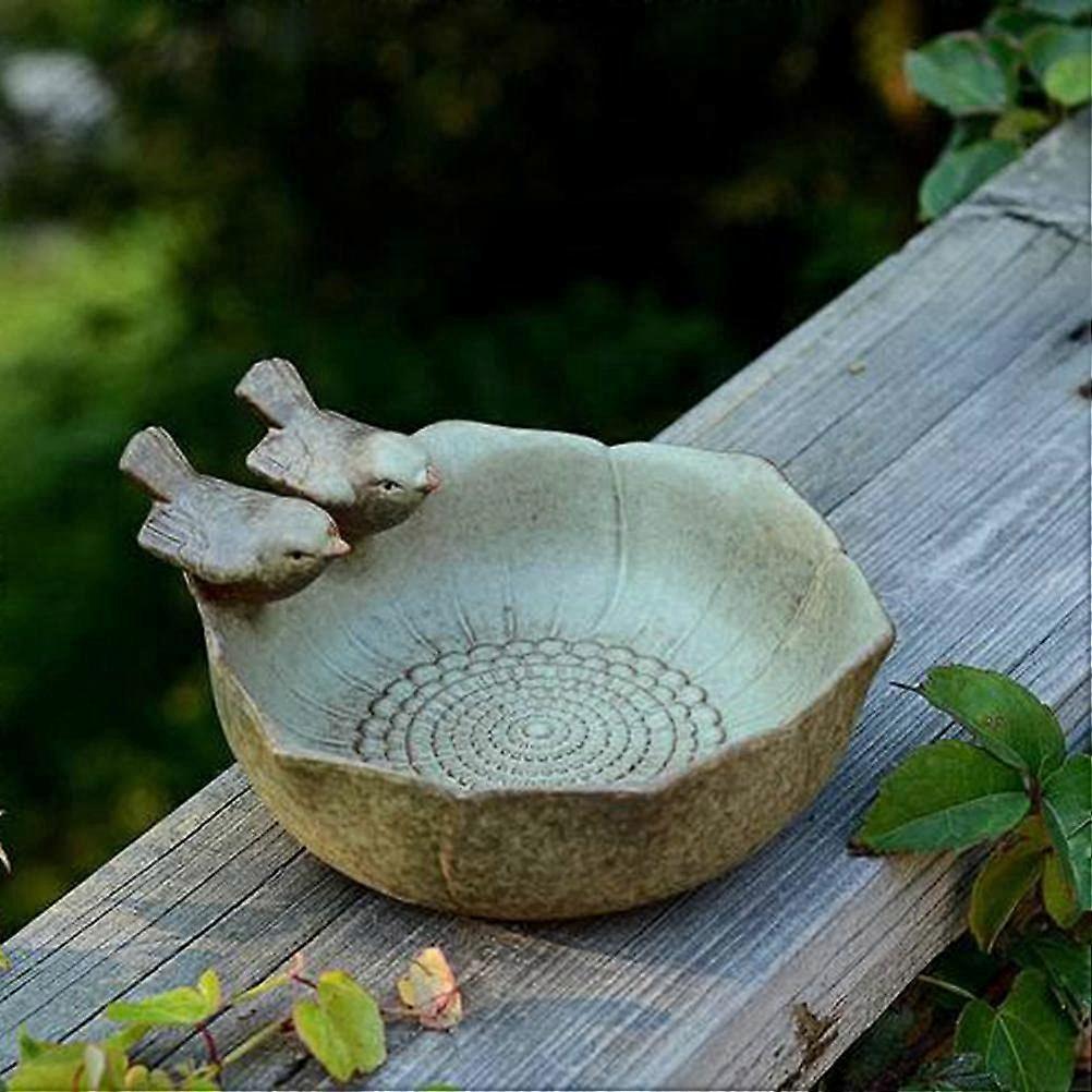 Ceramic Bird Bath Weatherproof Attracts More Birds Heavy-Duty Design Create Bird Sanctuary With Stones Flowers Tiny