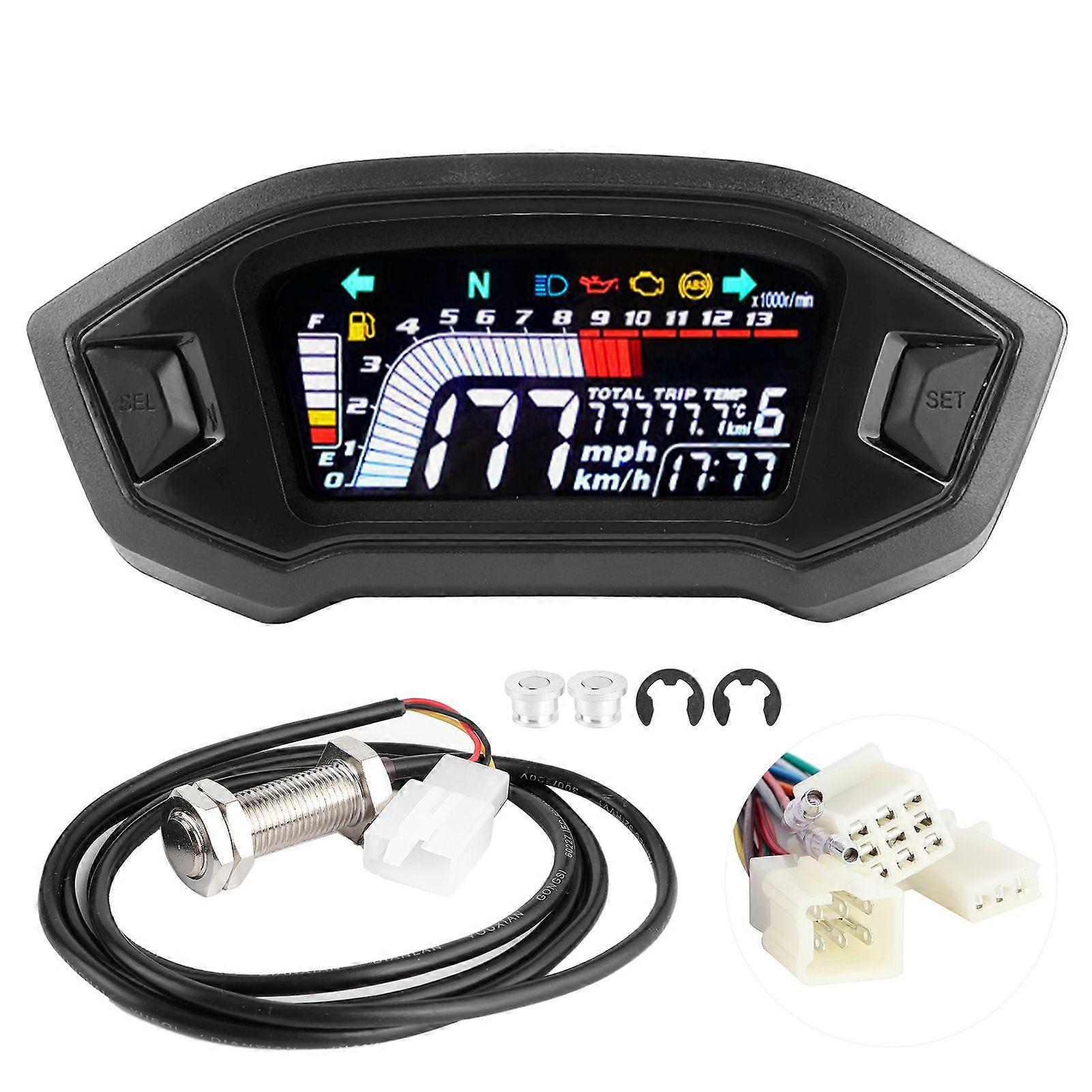 Waterproof Motorcycle Speed Gauge LCD Odometer for 1 2 4 Cylinder