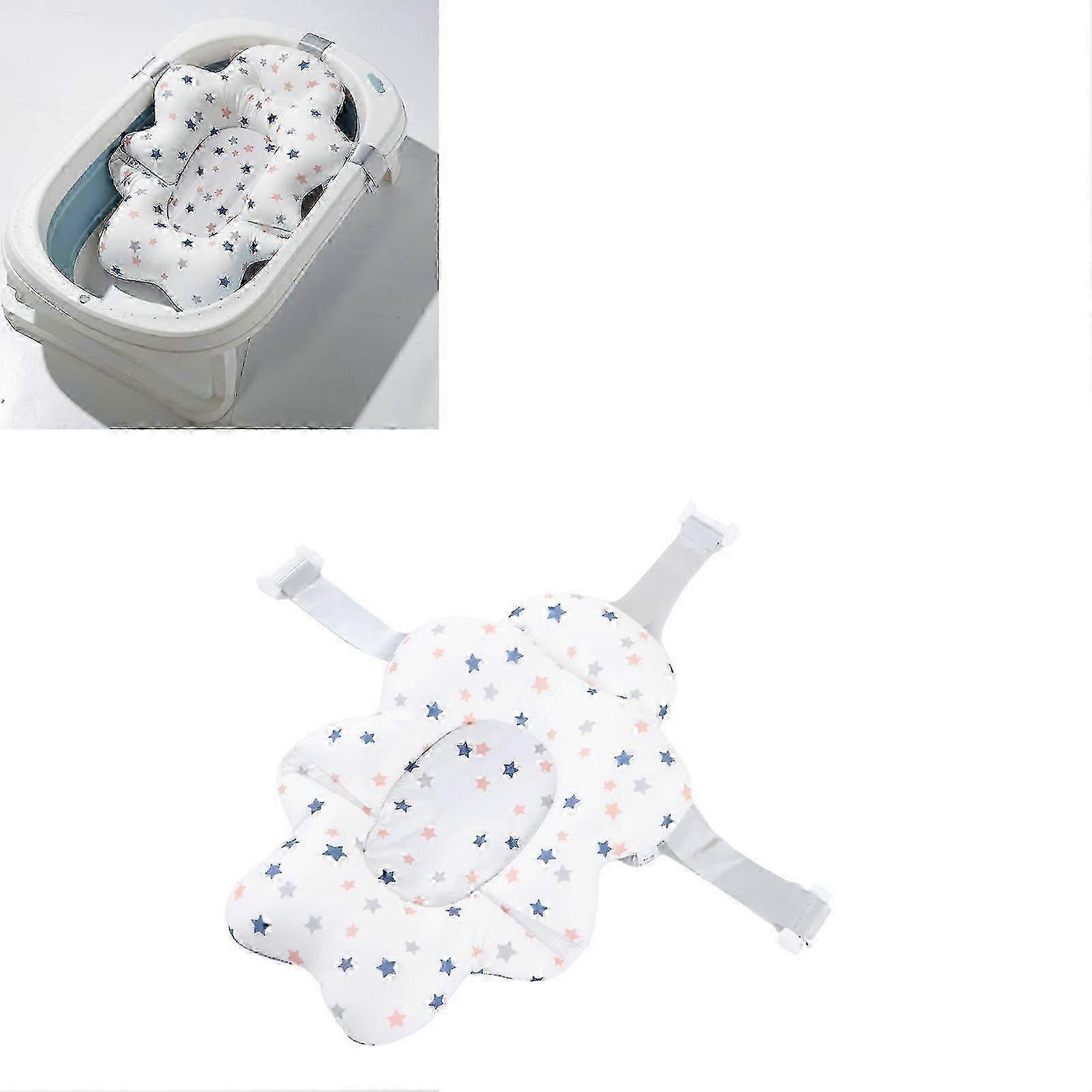 Floating Foldable Baby Bath Seat with Soft Support Mat - Comfortable & Safe Baby Shower Essential in White