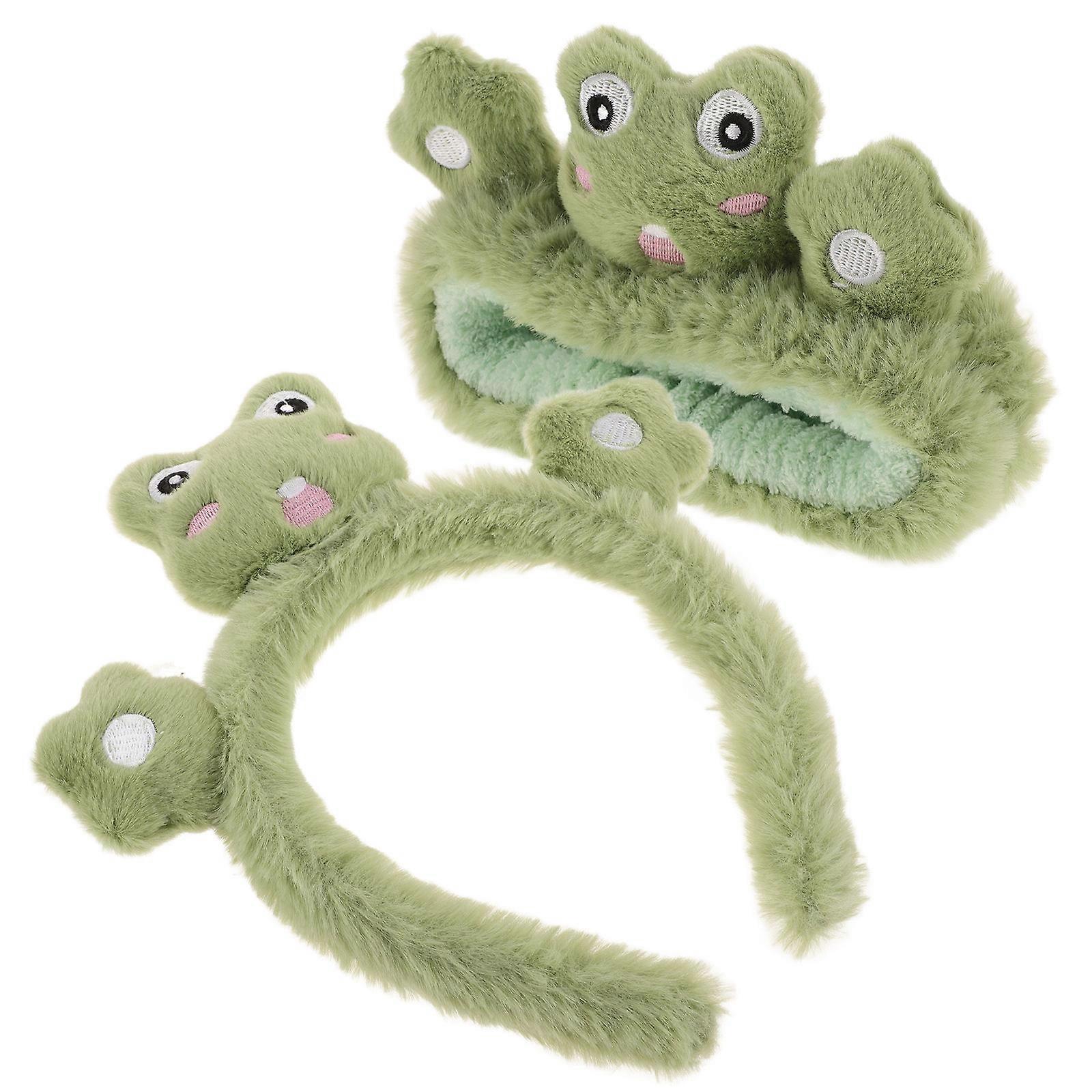 Frog Shape Cartoon Hair Band For Women And Girls Suitable For Birthdays And Parties 2Pcs In Light Green
