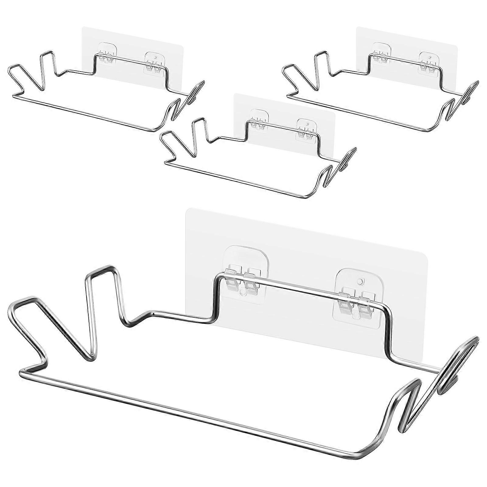 Stainless Steel Trash Garbage Bag Holder Set Of 4 Elegant Design For Pantry And Bathroom 21.50X14.00X6.00Cm Strong Load-Bearing Capacity