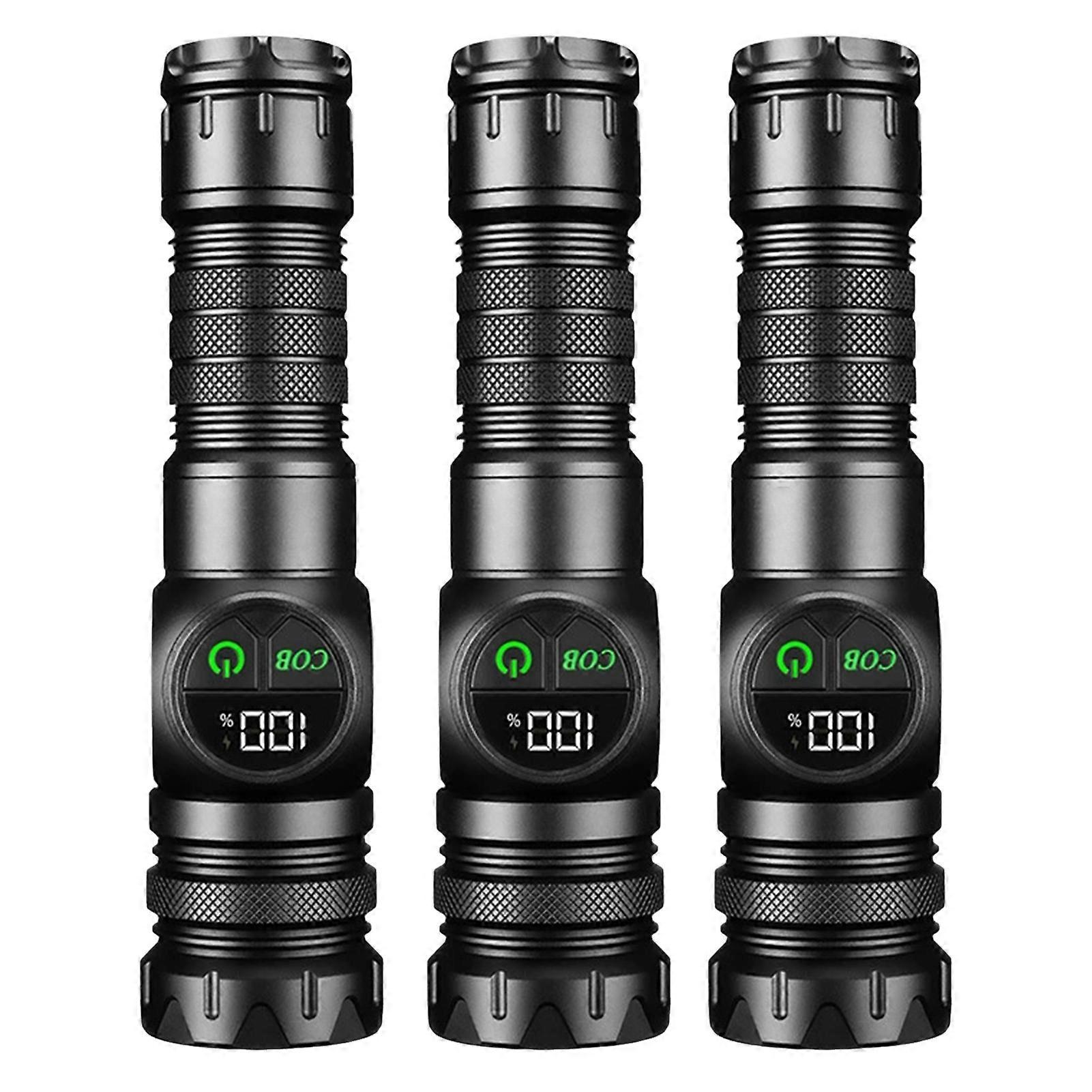 Magnetic Rechargeable LED Flashlight - Waterproof, Zoomable COB Torch with Phone Charger, Small LED Torchlight