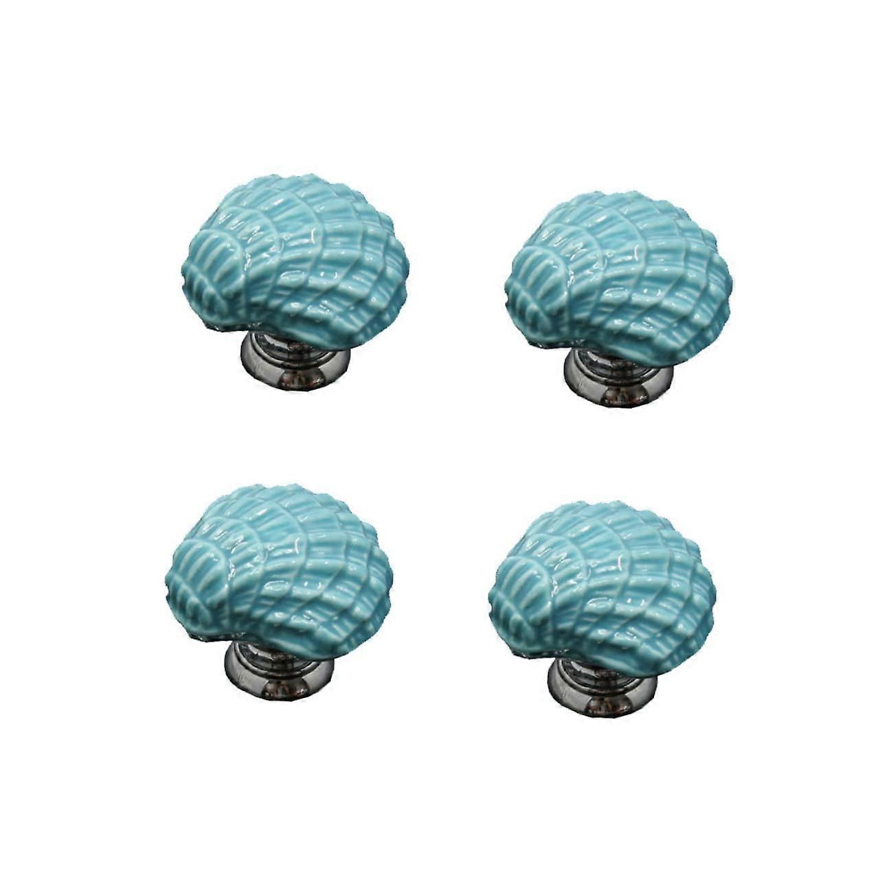 Shell Drawer Knobs, Cabinet Handles, Decorative Shell Retro Blue