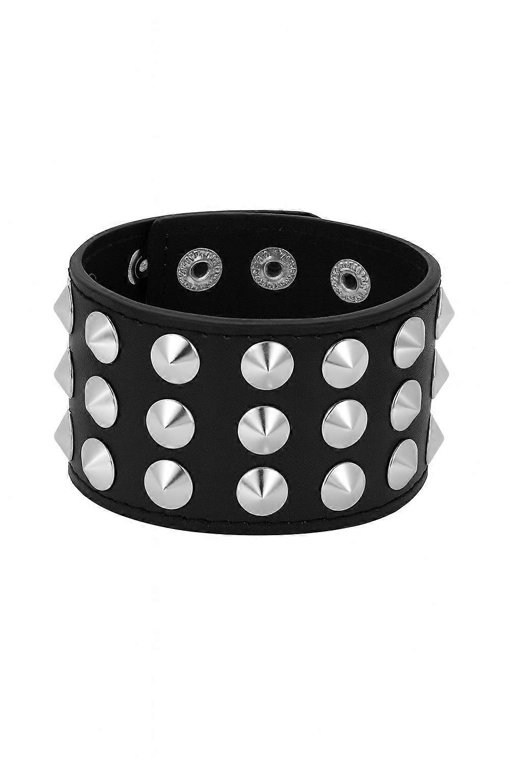 Rivet bracelet with 3 rows of pyramid rivets – adjustable & rocking