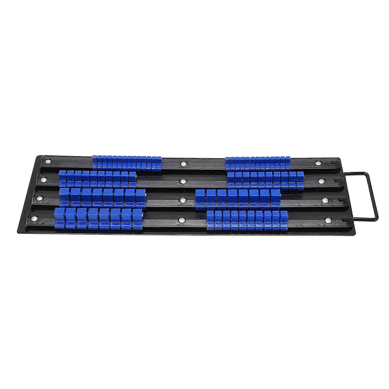 80 Pieces Bushing Organizer Tray Multipurpose ABS 1/4in 3/8in 1/2in Auto Tools Storage Rack Blue