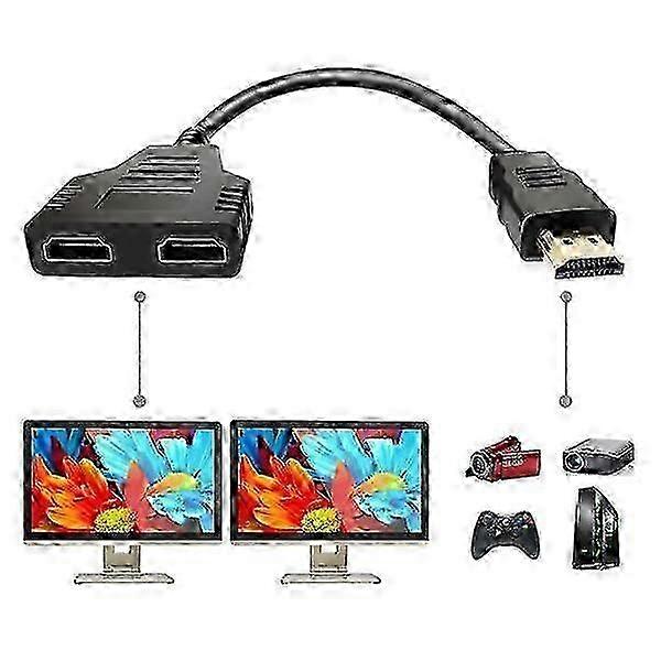 HDMI Splitter Adapter Cable, 1 Input 2 Output 4K, Gold-Plated Interface with Good Signal, Suitable for Multiple Devices