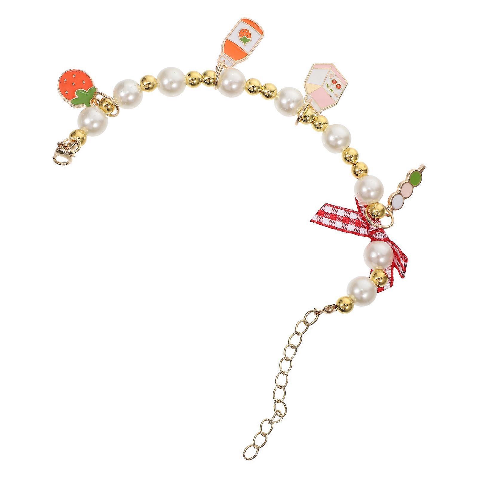 Assorted Color Pet Necklace Featuring Pearl Design for Party and Photo Prop 1Pack