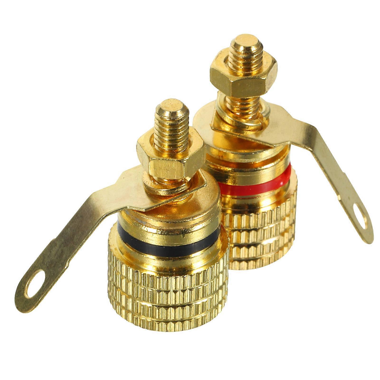 Gold Plated Speaker Terminal Connectors High Performance Binding Posts for Amplifiers & Loudspeakers Thick Cable Compatible 2pcs Easy Install