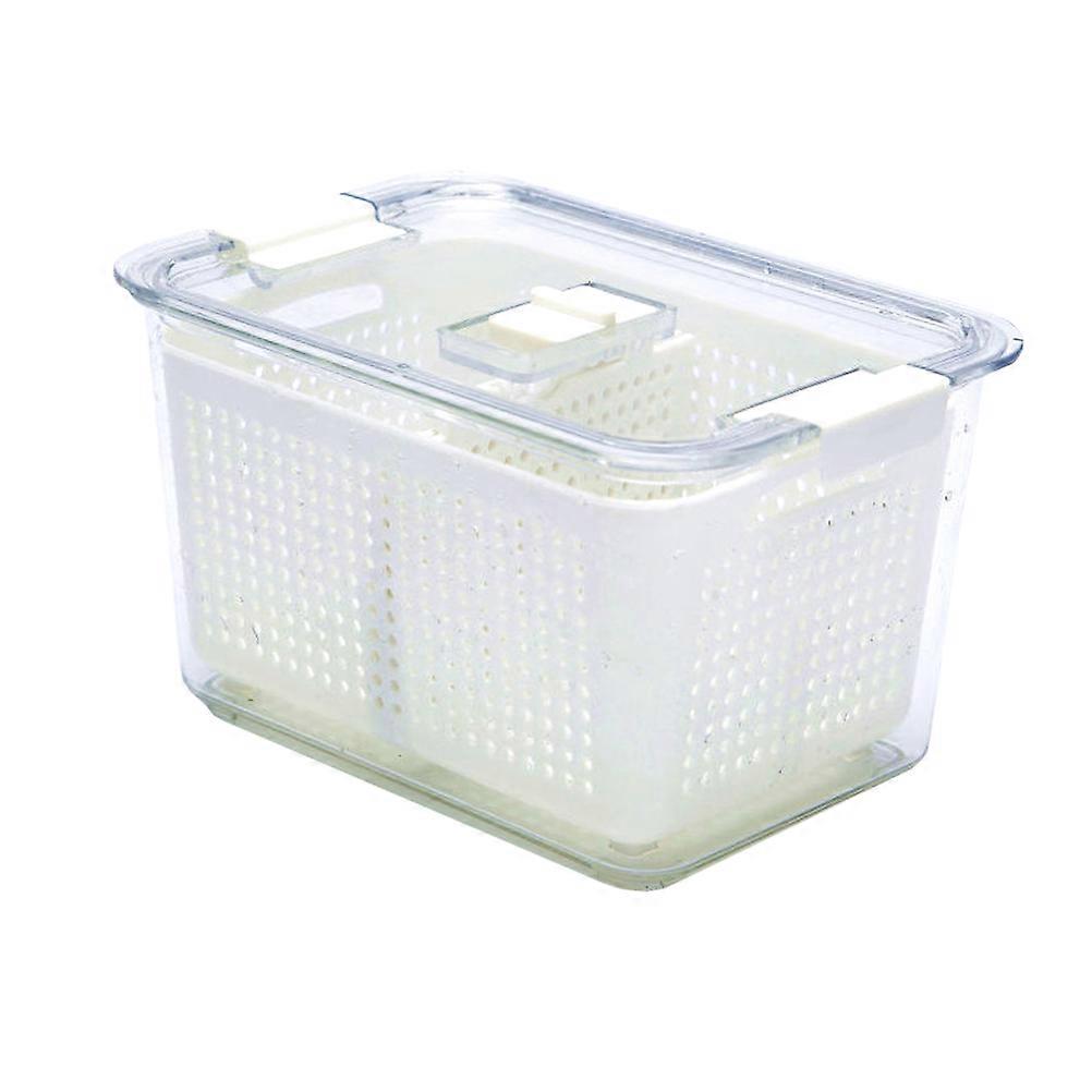 Food Storage Drain Bin Fridge Containers For Food Storage Rectangular Shape With Partition 1Pack