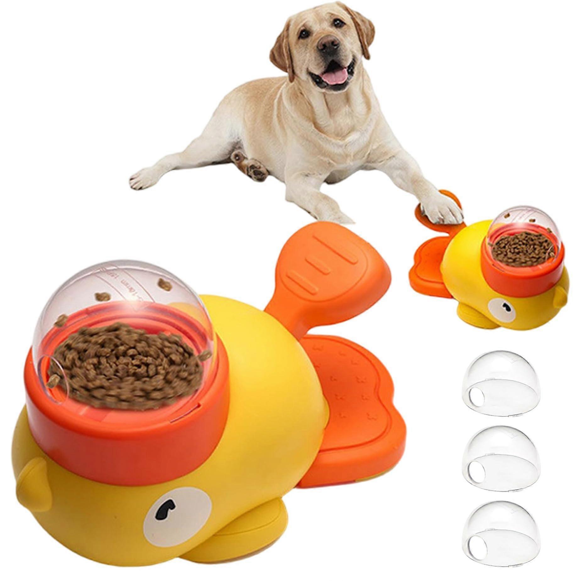 DuckShaped Interactive Dog Toy Feeder with 3  Outlets and NonSlip Base for Dog Training