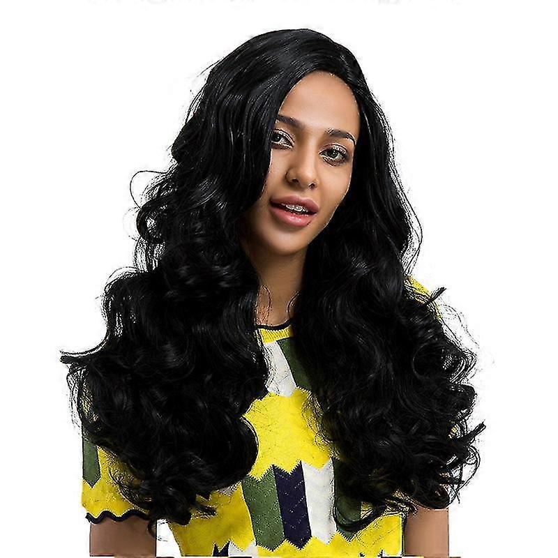 2025 Women's Fiber Wig Side Split Black Big Wave Wig