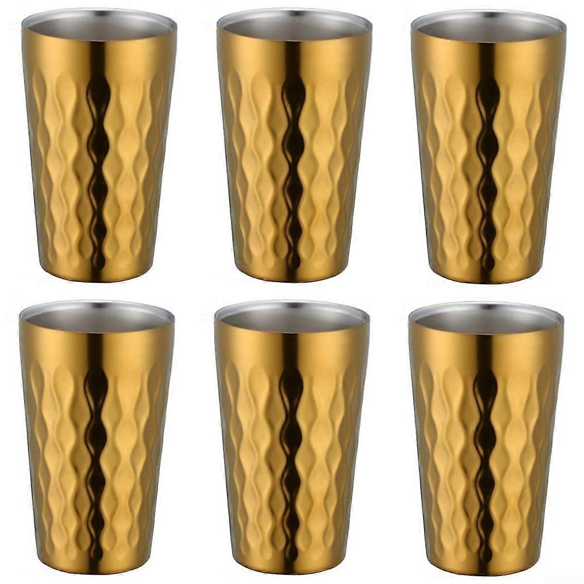 Stainless Steel Stackable Insulated Drinking Cups Set of 6 for Home and Travel Gold