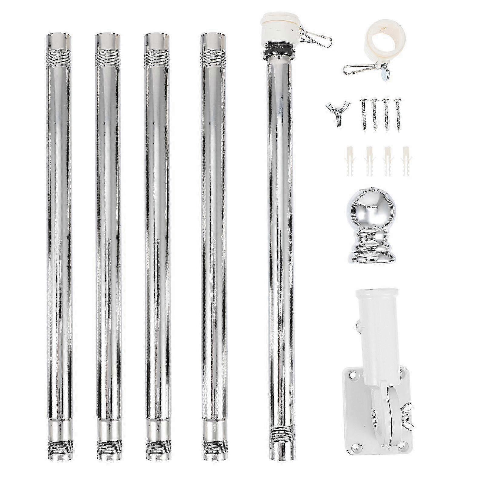 Telescoping Flagpole with Stainless Steel Base - Outdoor Flag Pole Replacement for Easy Setup Edition 0813