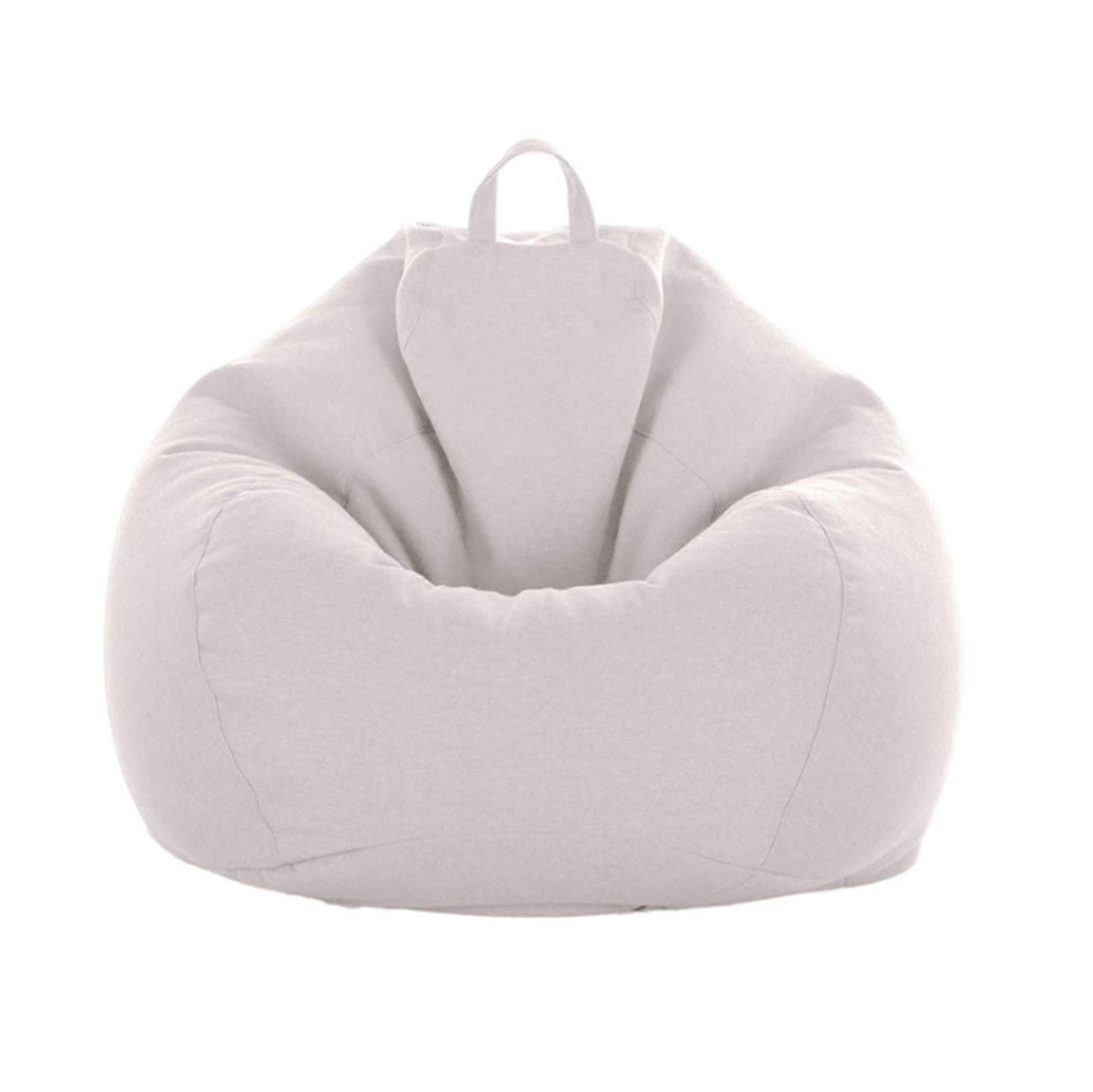 Removable Lazy Lounger Sofa Cover, Cotton-Linen Material, No Filler, Hidden Zip Design, Easy Carry Handle, Almond Size S