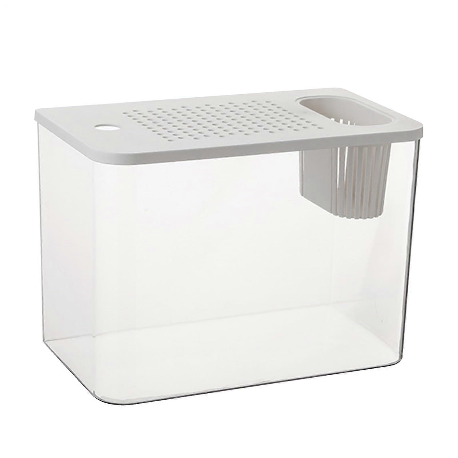 Transparent Turtle Shells - Small Clear Fish Bowl Aquarium Habitat, Breeding Container for Turtles, Compact Reptile Setup, AQU White