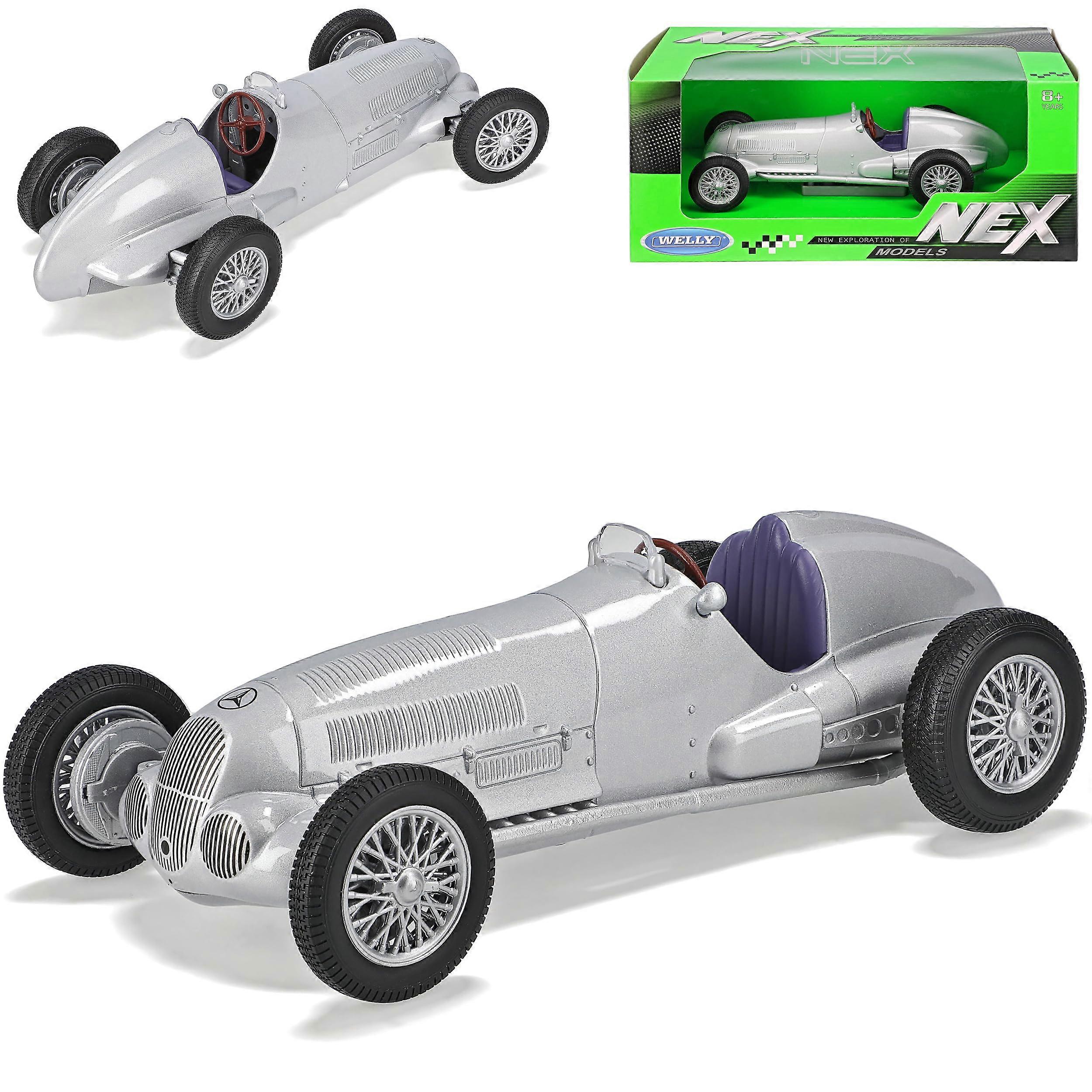 Mercedes-Benz W125 1937 Silver Racing Model Car 1/24 Scale Diecast Vehicle With No Desired Indicator