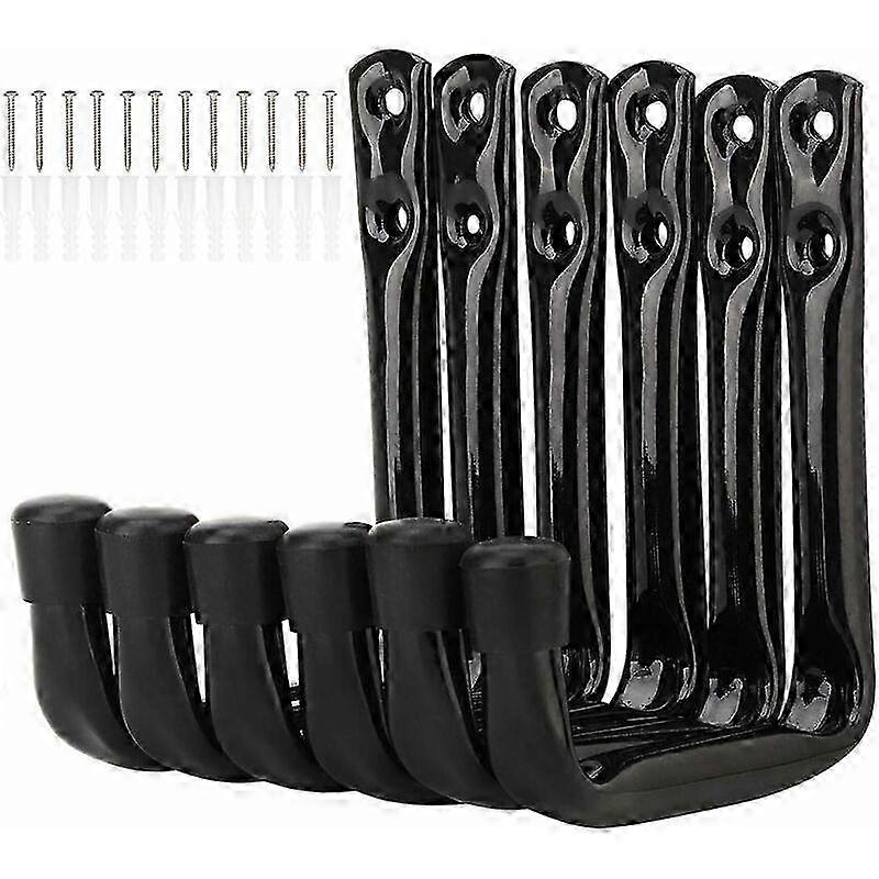 6 Pack Heavy Duty Garage Storage J Hooks - 11.5cm x 10cm