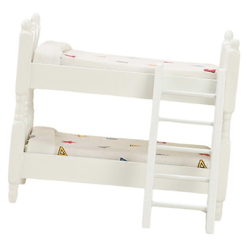 Miniature Dollhouse Bunk Bed Accessory – Realistic Sturdy Sleeping Model for Dollhouse Decoration and Micro Room Interior Design Ornament