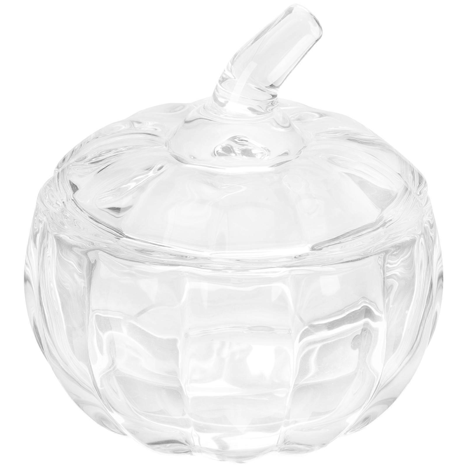 Pumpkin Jar Clear Glass Candy and Cookie Jar for Halloween Table Decor Material with Sealable Lid 1Pack
