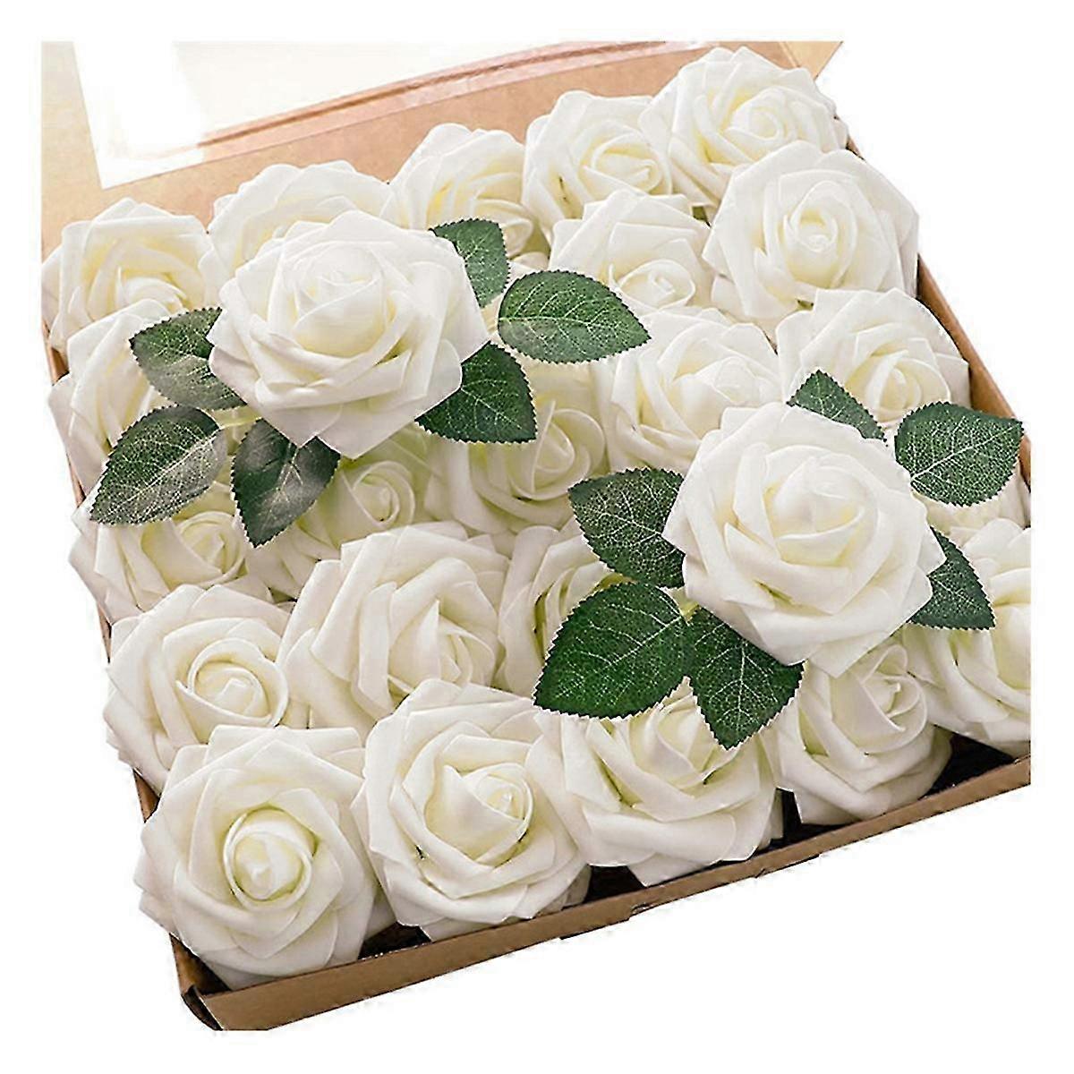 25PCS Artificial Roses Flowers Artificial Looking Roses,A