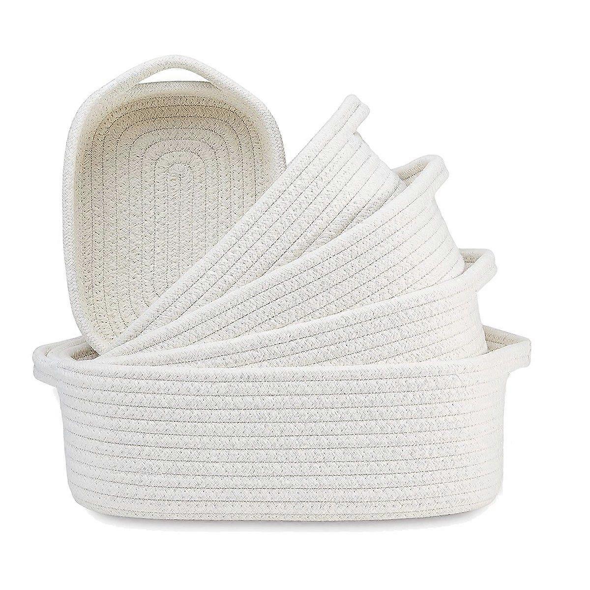 5-Piece Rectangle Storage Basket Set Cotton Rope Woven Baskets for Organizing ,Baby Nursery, Dog To