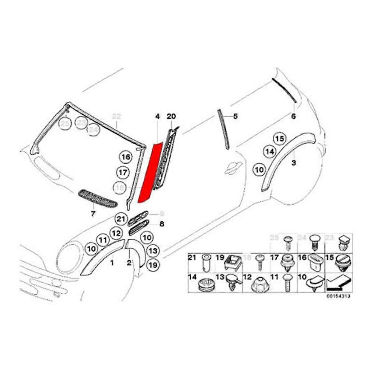 Left Front Windshield A-Pillar Trim Panel 51137128157 for R50 R52 R53 2001-2008 Window Post Trim Co