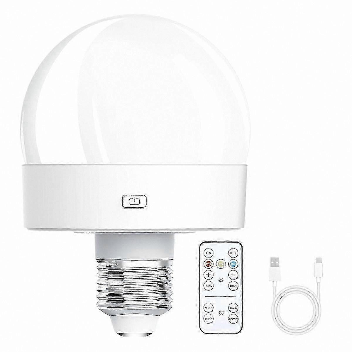 Dimmable E26 LED Bulb, 300LM Remote-Controlled Lamp Light with Rechargeable Battery Operation