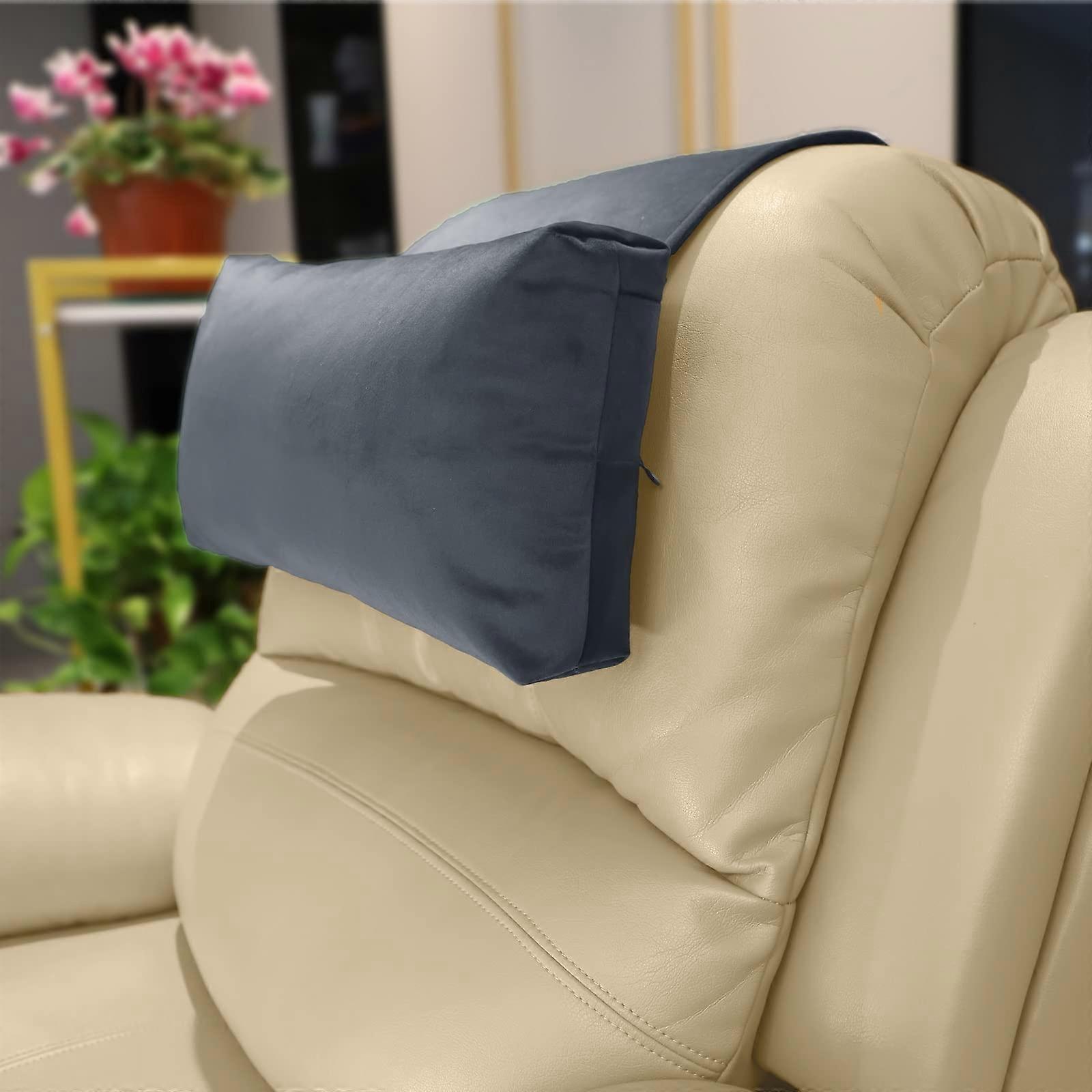 Adjustable Headrest Pillow For Recliners And Armchairs, Non-Slip Velvet Cushion, Neck Support And Pain Relief, Gray