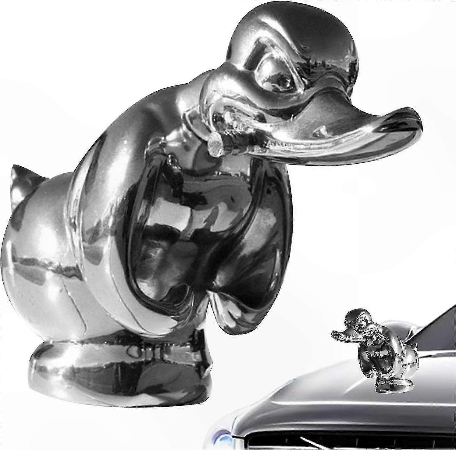 3D Alloy Duck Hood Ornament, Funny Car Bonnet Decoration, Rubber Duck Auto Accessory