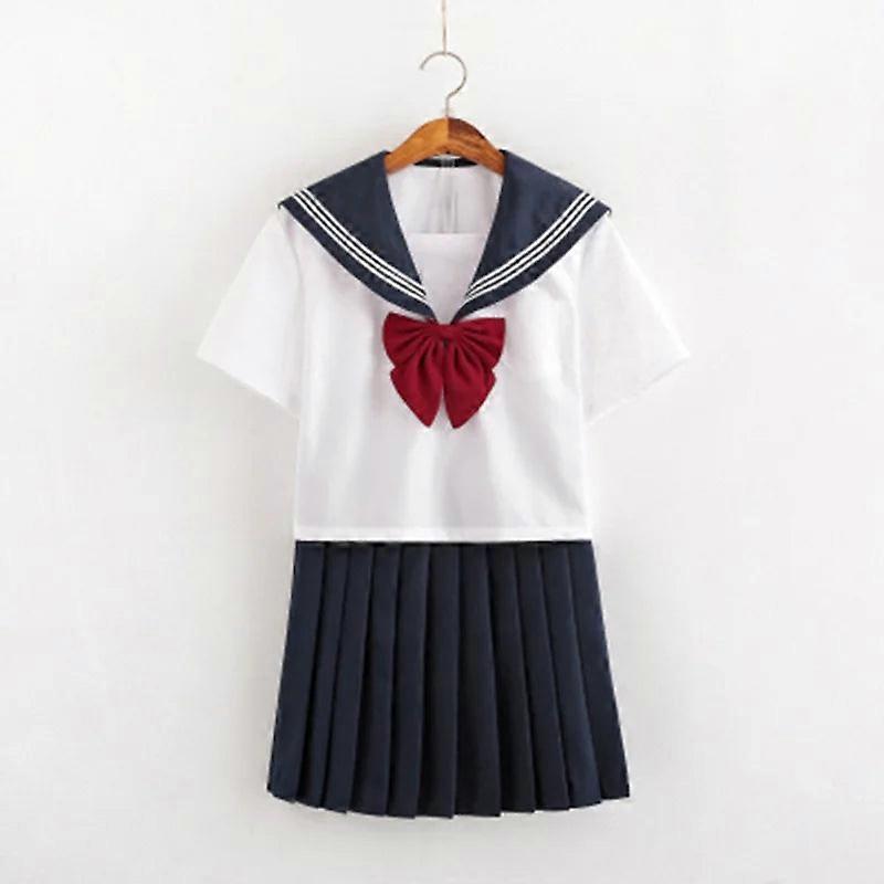Japanese Style School Uniform Navy Women Xs-2xl Sexy Sailor Suit Blouse Pleated
