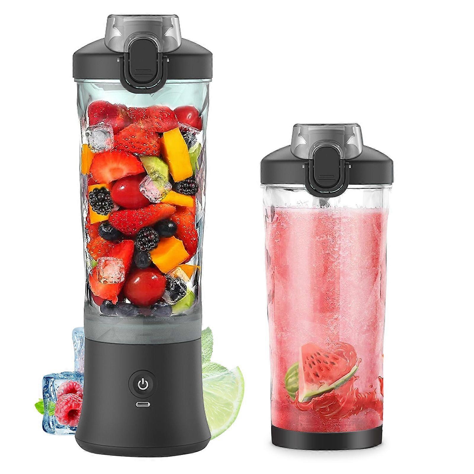 Portable Blender 600ml Personal Size Juicer Cup for Shakes and Smoothies with 6 Blades 150 Watt Waterproof Rechargeable Handheld Blender Cup for Trave