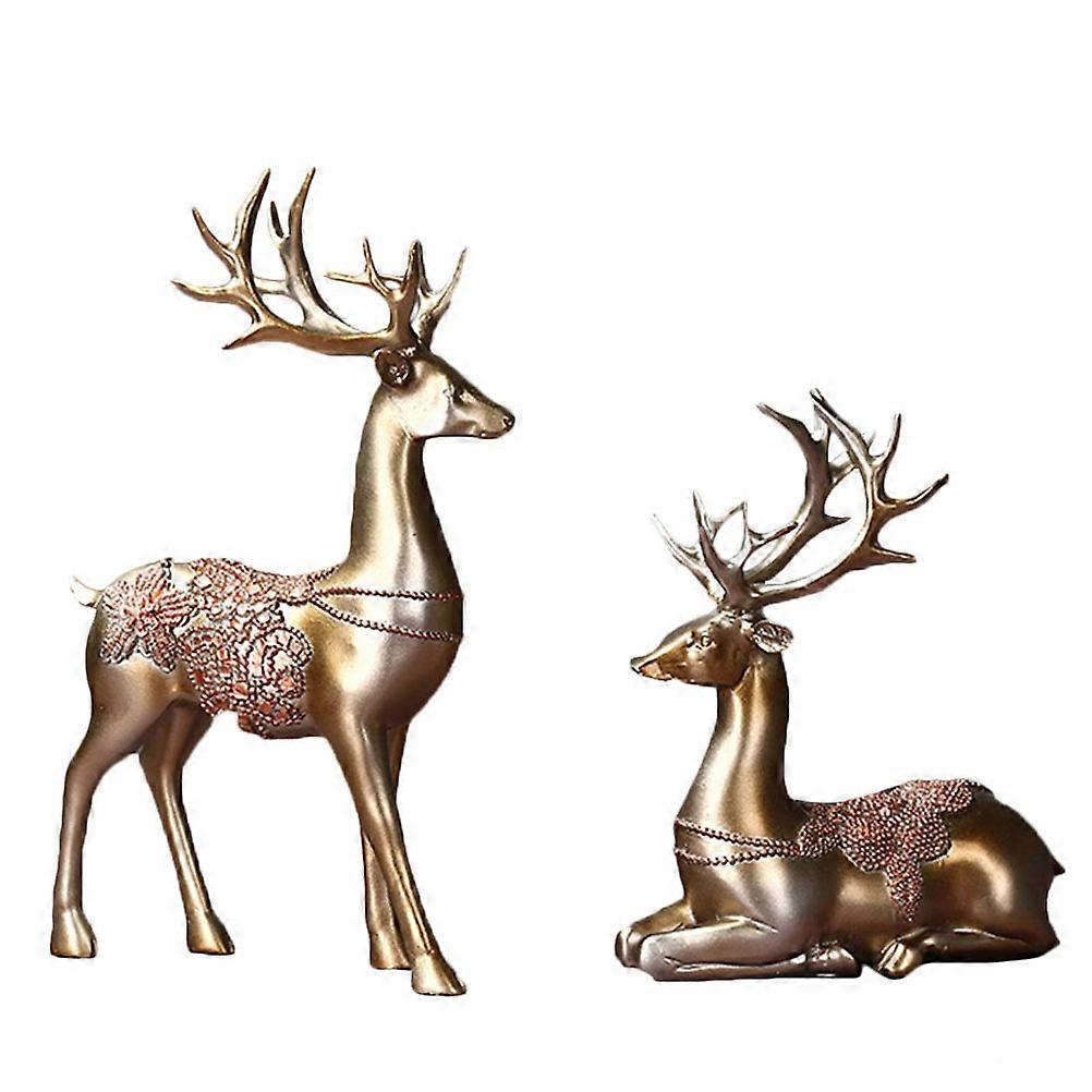 Couple Deer Ornament for Wine Cabinet Creative Decoration 2Pcs