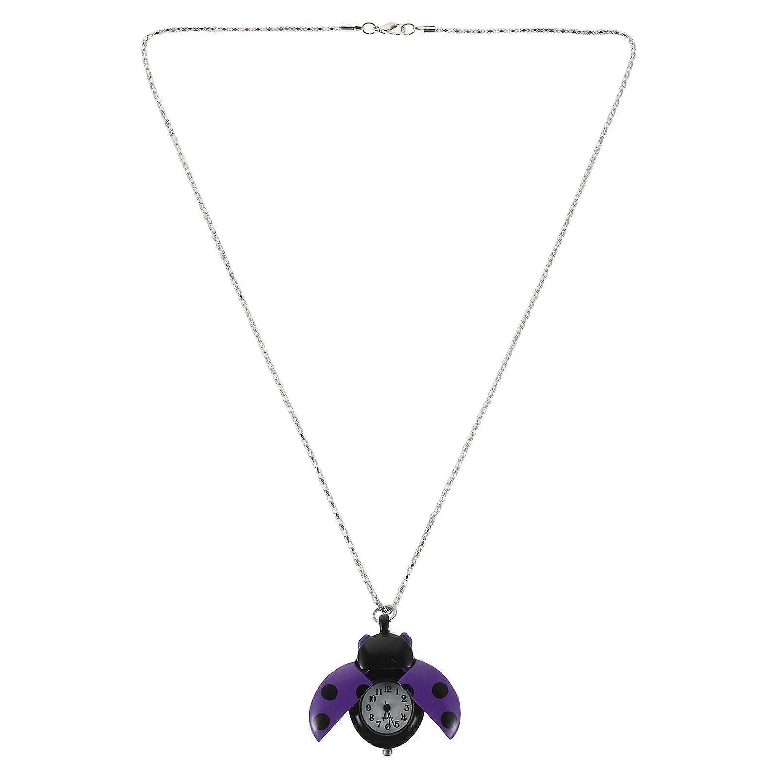 Ladybug Pocket Watch Pendant for Daily Use Cute Animal Purple