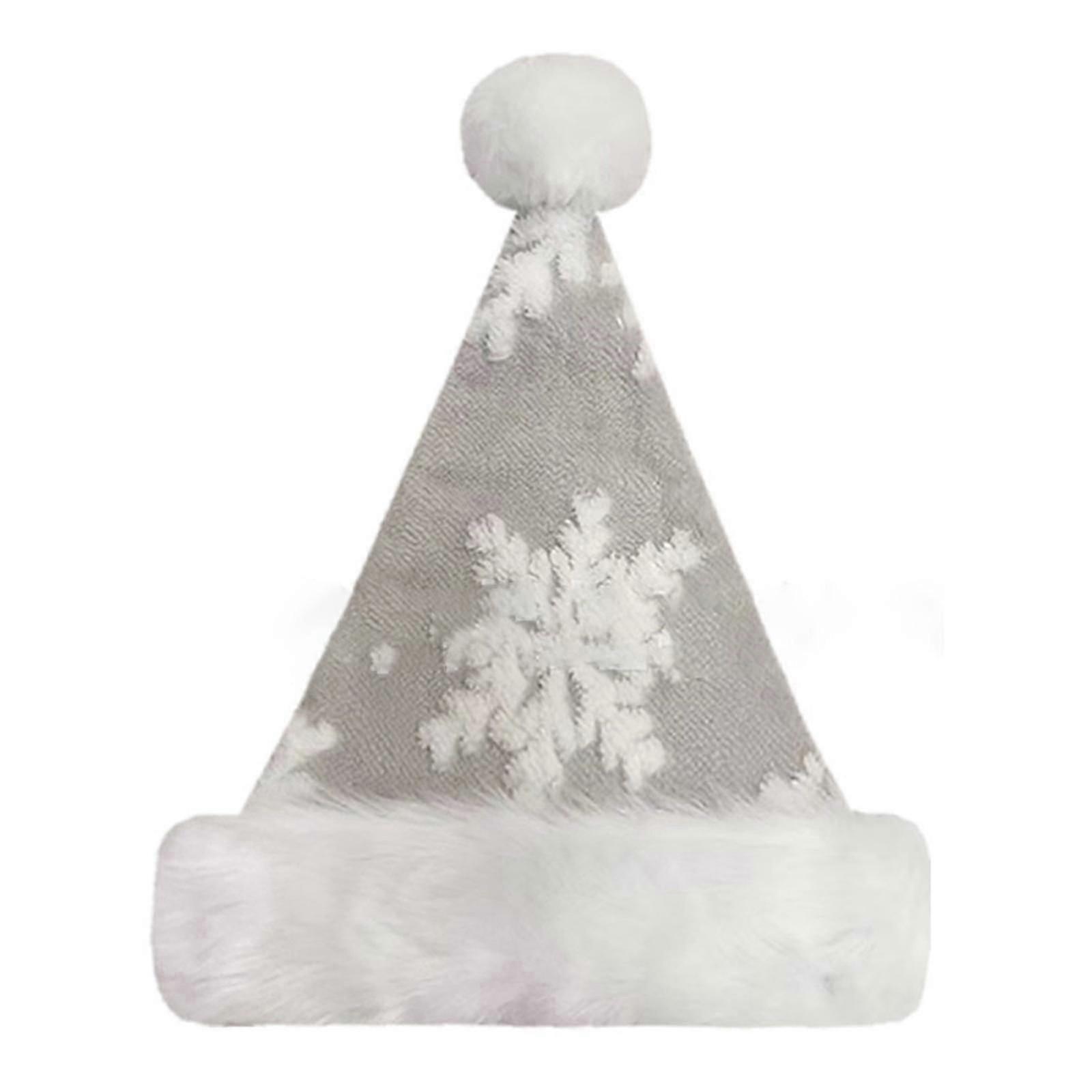 Christmas Santa Hat Plush Santa Clause Hat Festival Holiday Red/Gray Party Hat Universal Festival Hat for Adult Children
